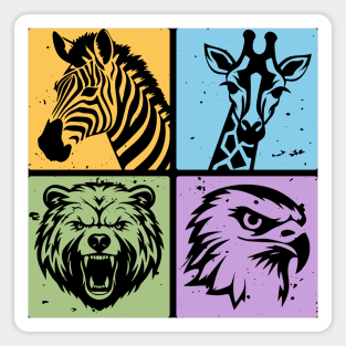 Colorful Wildlife Pop Art Collage Magnet